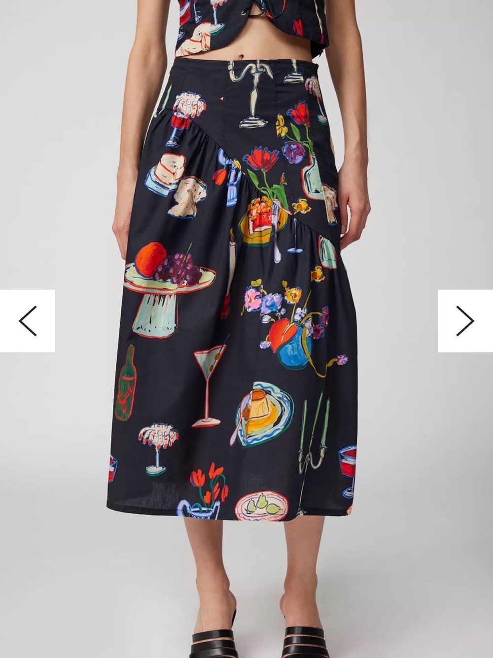 Lisa Says Gah Maeve Dinner Party Graphic Midi Skirt Black - Picture 2 of 6